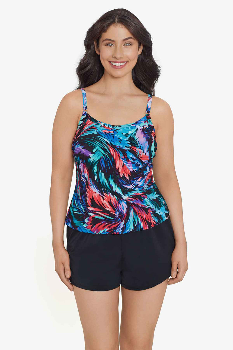 Trimshaper Farrah Romper One Piece Swimsuit Foliage Swirl – Longitude Swim