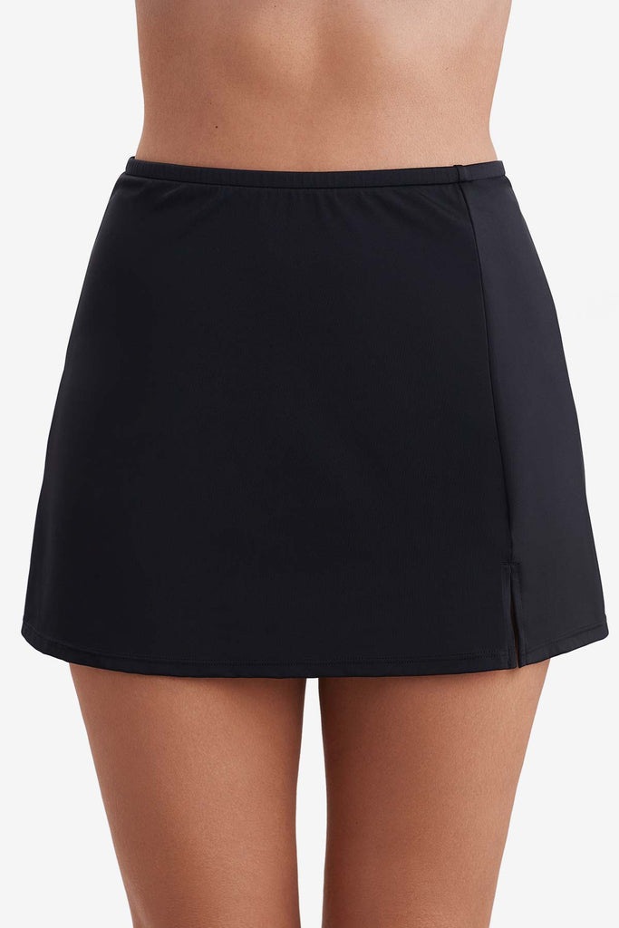 Front view of black swim skirt bottom