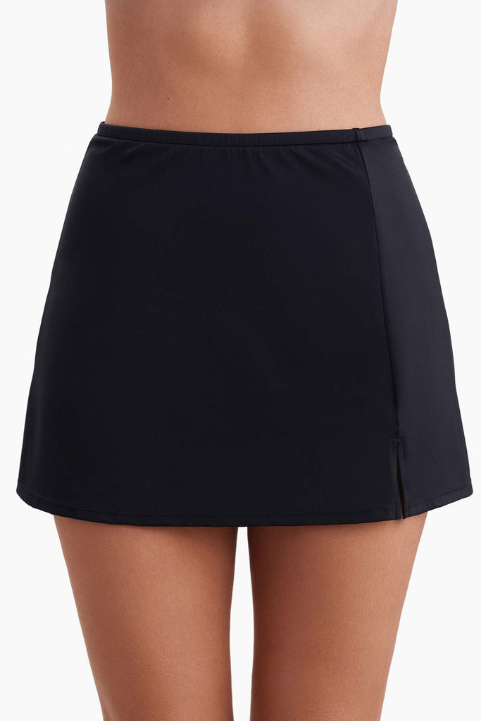 Front view of black swim skirt