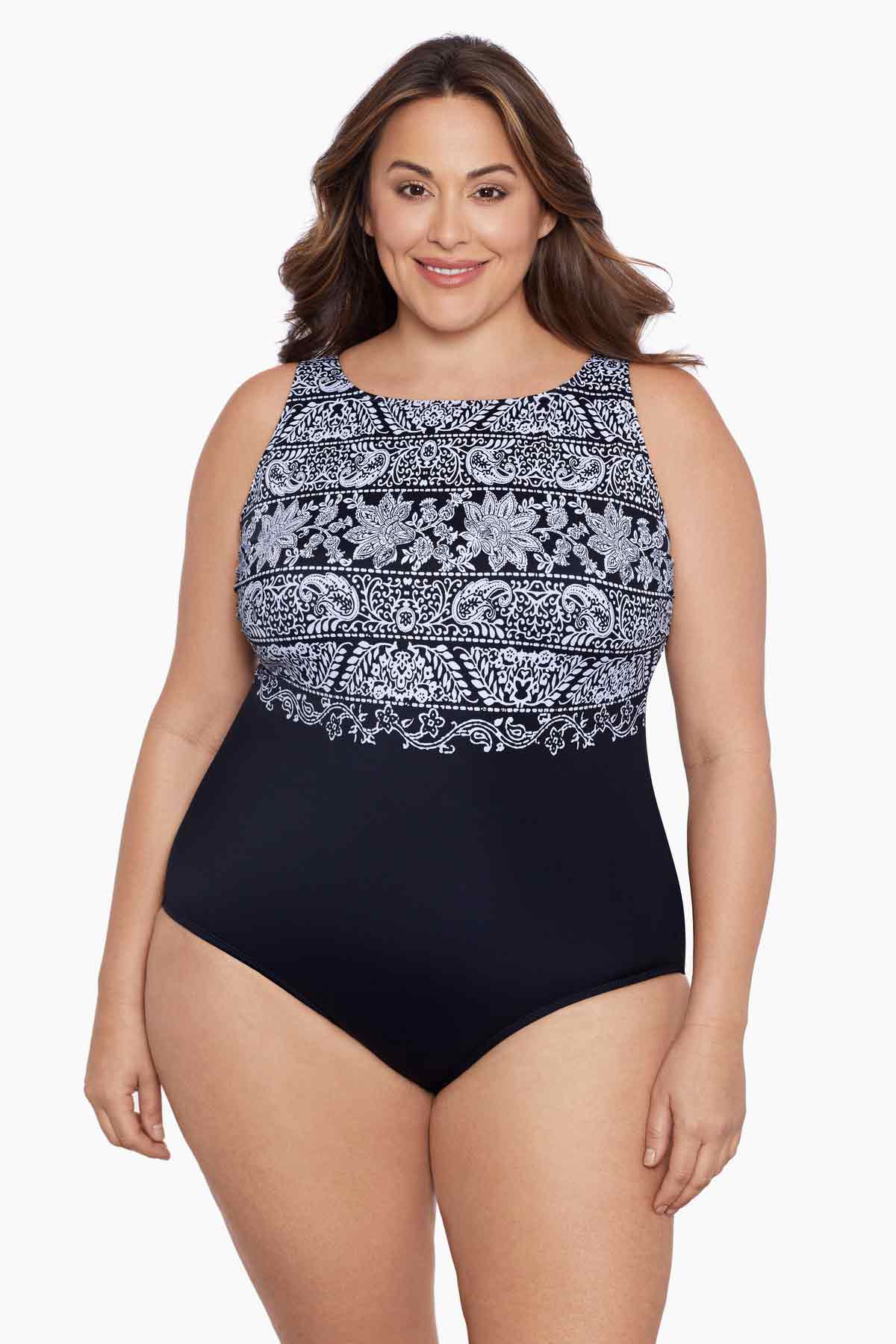 Shapesolver Plus Size Empire Swim Dress Ditsy Days – Longitude Swim