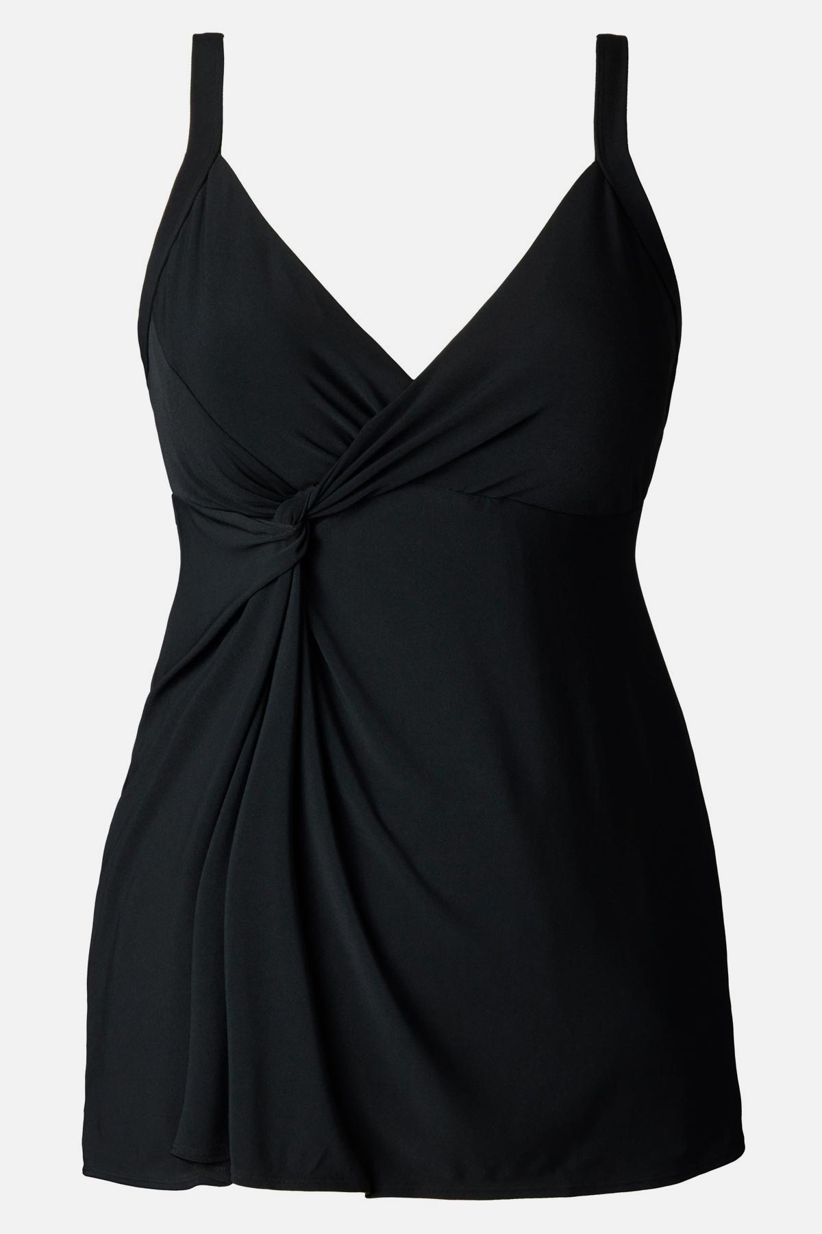 Black swim dress with a v neckline