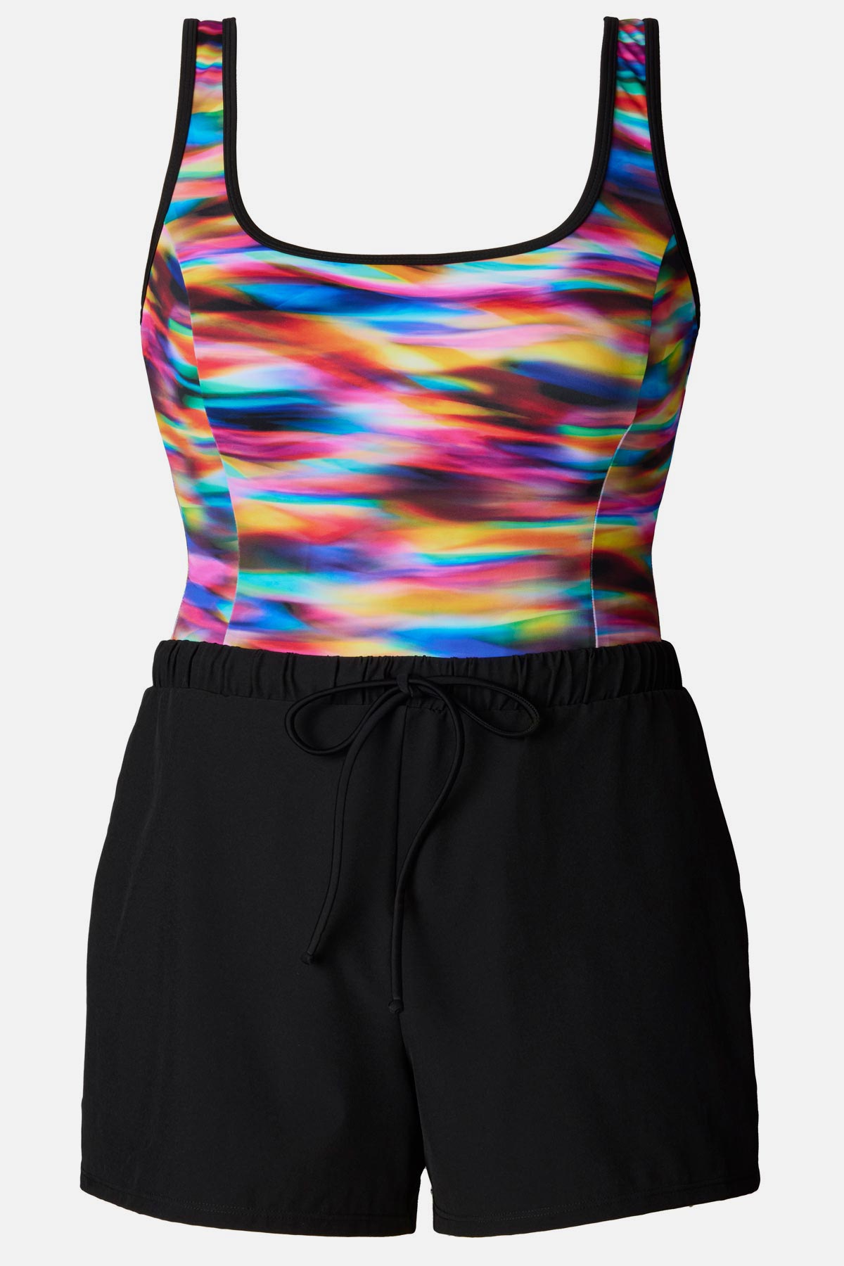 Rainbow tie dye one-piece swim romper